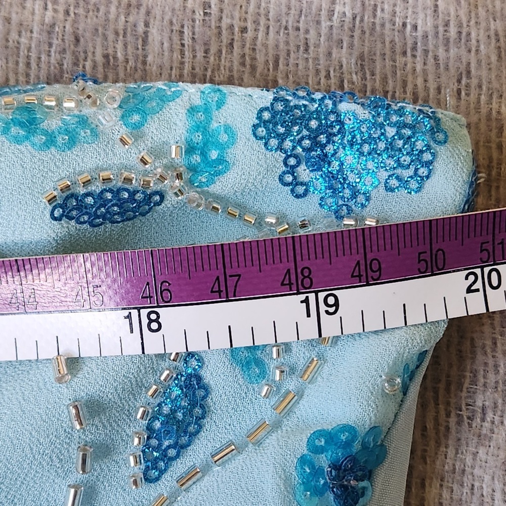 Y2K Style Light Blue Beaded Sequins Floral Tank Top Women's Size L - Picture 6 of 7